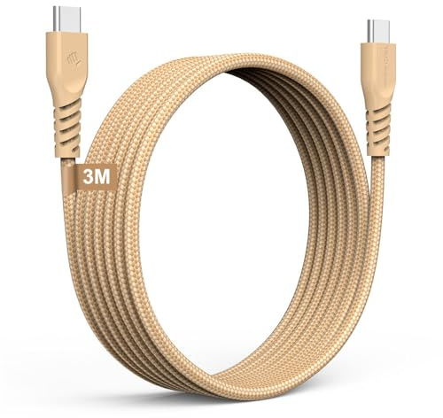 TECHGEAR USB C to USB C 3M Long Charger Cable 60W Strong Braided Fast Charging Type C to C Data Lead for iPhone 17 16 15 Pro Max, iPad A16/Air/Pro, Samsung S26 S25 S24 A56 A15 A16, Pixel, Honor Switch