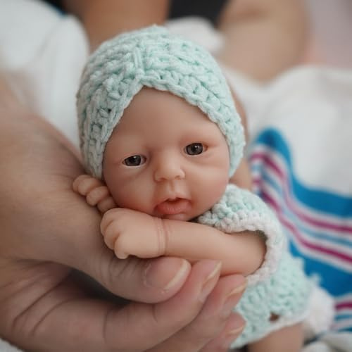 MYREBABY Muñeca de bebé Reborn de 7 pulgadas, muñeca de silicona para niña con margaritas, mini muñecas realistas de silicona para bebé recién nacido, alivio del estrés de cuerpo completo, 01