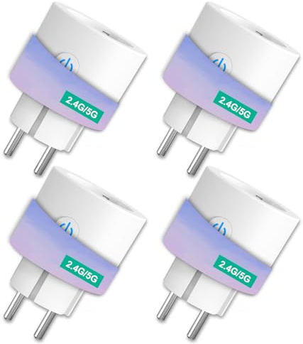 ANTELA WLAN Smart Steckdose Alexa 2,4/5GHz, mit Strommessung kompatibel mit Google Home, Smart Life APP, 4PCs