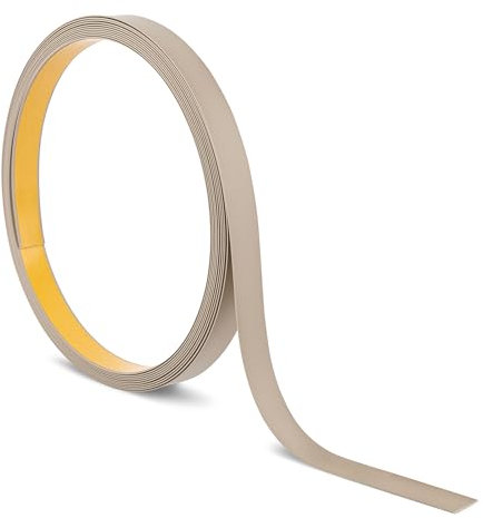 Quest Barre plate en plastique autocollante – Longueur : 10 m – Corniches décoratives, profilé PVC pour construction et décoration (Beige, 10 m x 20 mm)