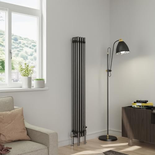 Warmehaus 1500x200mm Raw Metal Traditional Vertical Radiator 4 Column Column Cast Iron Style Panel Radiator Central Heating