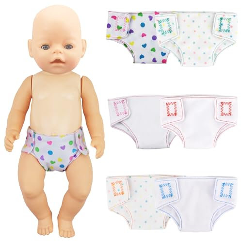 HTTDSLF Puppenwindeln, 6er-Pack Puppenzubehör Windel, Windeln für Baby Puppen, 30-43 cm Babypuppen Windeln, wiederverwendbar für mehrere Zwecke