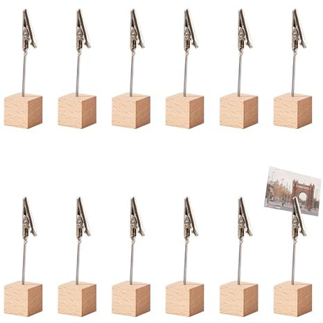 12 Stück Fotohalter,Fotohalter Mit Klammern,Foto Clip Fotoleine,Clips Photo Postkartenständer,Aufhängen Bilderhalter Bildhalter,Display Folder Fotoaufsteller,Fotoständer Halter Hanging Holz Ständer