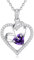 CDE Kette Halskette Damen Whitegold Herz Kette Kupfer Geburtsstein Geschenke für Sie Muttertag Geburtstag Valentinstag Weihnachten für Frauen Mama (Whitegold-02-Feb)