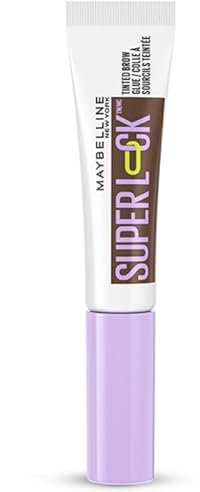 Maybelline New York Gel per sopracciglia definite, presa forte senza staccarsi o incollare, spazzola per lo styling integrata, Super Lock Brow Glue, Deep Brown, 8 g