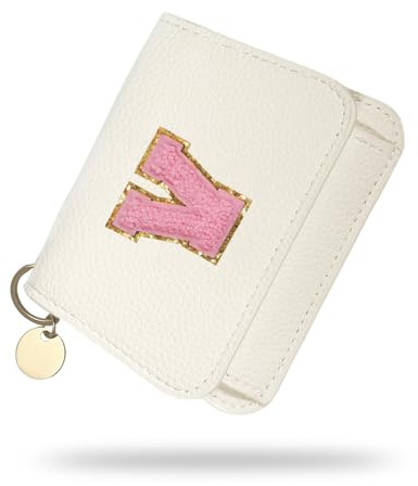 Girls Wallet, Initial Women's Wallets, White Small Wallet for Kids with 5 Card Slots Holder, Personalised Purses Gifts for Girls and Women, Birthday Gift, Christmas Gifts, Travelling Wallets Gift (V)