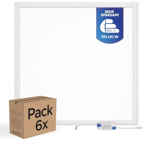 LECOM 6x LED Rasterleuchte 62x62 Neutralweiß 4000K 4250lm 25W Sehr Hell