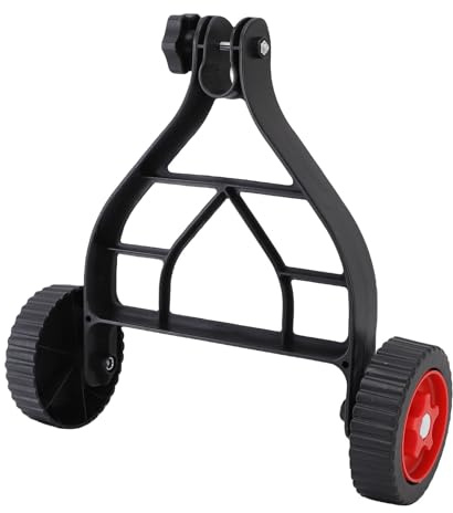 YUEHISY Roue de Support Réglable pour Bordures, en Métal et Plastique, Cadre Triangulaire intégré, Support Robuste, avec Boucle Réglable, Compatible avec la Plupart des Tondeuses