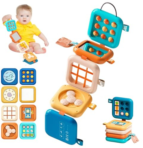 Busy Board Montessori 1 Año, Juguete Montessori Bebé 8 en 1, Juegos para Avión Bebé y Viaje Coche,Tablero Actividades Montessori, Juguetes Bebe Niños 1 2 3 Años, Regalo Niño Niña Cumpleaños Navidad