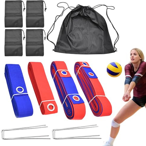 Biniveil Líneas De Voleibol Playa | Kit de Límites Portátil para Exteriores,Equipo de Entrenamiento Deportivo Plegable para Césped Parque Patio Cancha