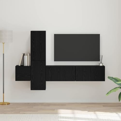 WSJHUHK TV-skåp set väggmonterad 5 st svart ek 181 x 30 x 120 cm möbler, TV-stativ och TV-skåp