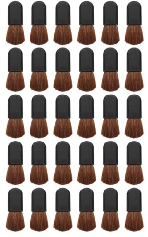 SHOWERORO Juego de 30 Brochas de Maquillaje para Polvos Sueltos y Base Mango Negro Portátil Cerdas de Pelo de Caballo para Colorete y Rubor Pinceles Faciales Compactos para Uso