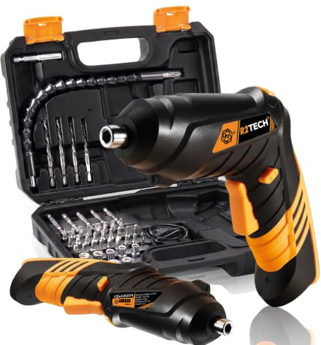 R2TECH Destornillador Eléctrico Batería, Maletín Completo, Uso Dual