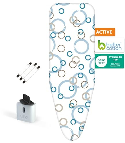 LaundrySpecialist Copriasse da stiro Active - 5 strati e stiratura fino al 50% più veloce - Rivestimento per asse da stiro - Riflettente vapore - Misura M da 38 a 45 cm e da 119 a 125 cm