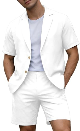 Traje de verano para hombre, chaqueta alta, pantalones cortos, conjuntos de dos piezas, traje de hombre ligero para la boda diaria de verano, chaqueta de 2 piezas, pantalones cortos conjunto de