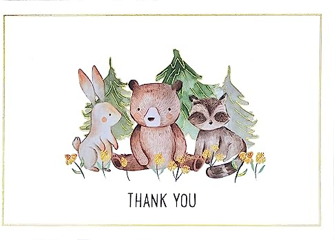 Baby Thank You Note Cards (14 cards, 15 self-sealing envelopes)