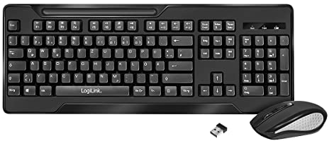 LogiLink ID0194 - Tastatur & Maus Set kabellos (2,4GHz Funk) mit 1000dpi & 104 Tasten, kompakte und Flache Bauform
