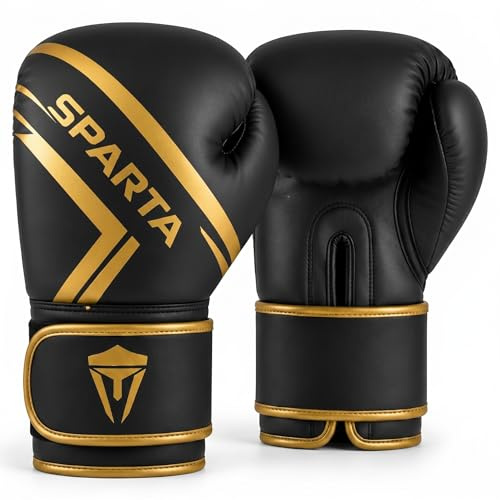 Boxing Gloves for Muay Thai, Training, Sparring, Kickboxing, Fighting, Focus Pads, Punch Bag Mitts, Martial Arts, Workout Gloves, | 6oz, 8oz, 10oz, 12oz, 14oz, 16oz | Men & Women (Black/Golden, 10oz)
