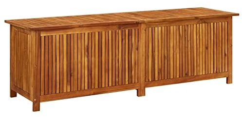 Homgoday Contenitore da Giardino Baule da Esterno Cassapanca Legno Panca da Giardino con Contenitore 175x50x58cm in Legno Massello di Acacia