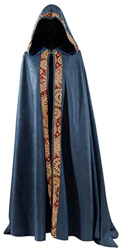 Abbigliamento medievale da donna e uomo, mantello medievale, con cappuccio, mantello da vampiro, costume da carnevale, Halloween, mago, costume autunnale, maxi cappotto, poncho, capo, maglione a
