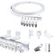 FOGAWA 2m Binario per Tende a Parete con 16 Clips in Ferro,Flessibile,Curvo, Binario PVC Montato Lateralmente, Sistemi di Scorrevole Binario Tende da Doccia, Divisori per Ambienti, per Camper,Bianco