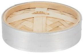 Cesta de vapor de bambú, cesta de vapor para albóndigas, vaporera de bambú para cocinar bollos bao cesta de vapor (tapa de vapor de 20 cm)
