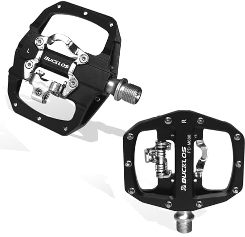 AEYINO SPD Pedals - Aluminum Mountain Bike Clip in SPD Flat Sided Pedals - Road Bike MTB Bicycle Clipless Sealed Bearing Cycling Clips Pedal Compatible with SPD Cleats Sealed Cartridge Bearings