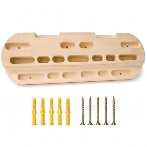 Wooden Climbing Hangboard,Portable Fingerboard for Rock Climbing&Bouldering,Grip Strength Training Hangboard,Finger Strengthener with Mounting Screw,Wall Mounted Climbing Holds