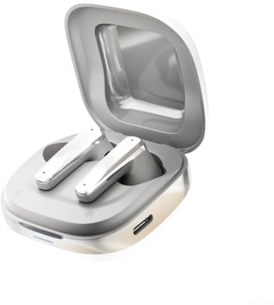 Auriculares intrauditivos inalámbricos, un par .4 con cancelación de ruido, audio estéreo, impermeable, control táctil para deportes y desplazamientos (blanco)