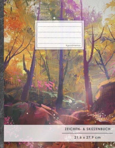 Zeichen- & Skizzenbuch: DIN A4 • 100+ Seiten, Softcover, Register, „Forest“ • Original #GoodMemos Blanko Heft • Perfekt als Zeichenheft, Sketchbook, Handlettering
