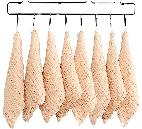 LIUNIAN 8 PACKS Baby Musselin Waschlappen, 100% Baumwolle, natürliche Baby-Tücher, extra weiches, atmungsaktives Neugeborenes Baby-Gesichtstuch für empfindliche Haut, 12x12