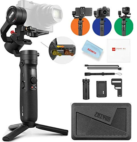 Zhiyun Crane-M2 (Crane M Upgraded Version) Handheld 3-Axis Gimbal Stabilizer Compatible with Smartphone iPhone Android, Gopro 8 7 6 5, DC Mirrorless Camera, 130g - 720g Payload