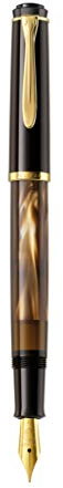 Pelikan Füllhalter Classic 200, Braun-Marmoriert, Feder B (breit), hochwertiger Kolbenfüller im Geschenk-Etui, 808903, 1 Stück (1er Pack)