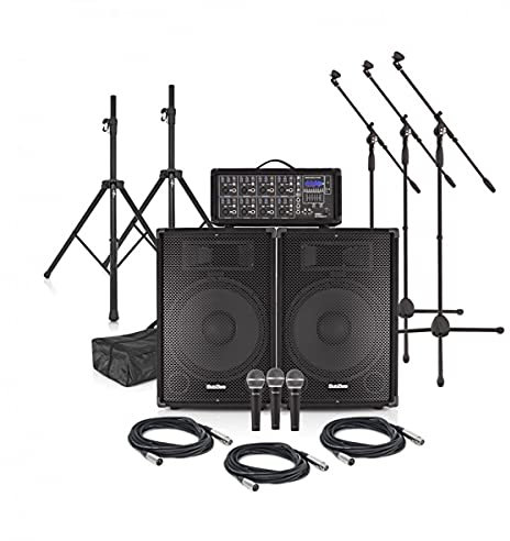 SubZero SZPA-815 300W 15 PA System with Microphones and Stands
