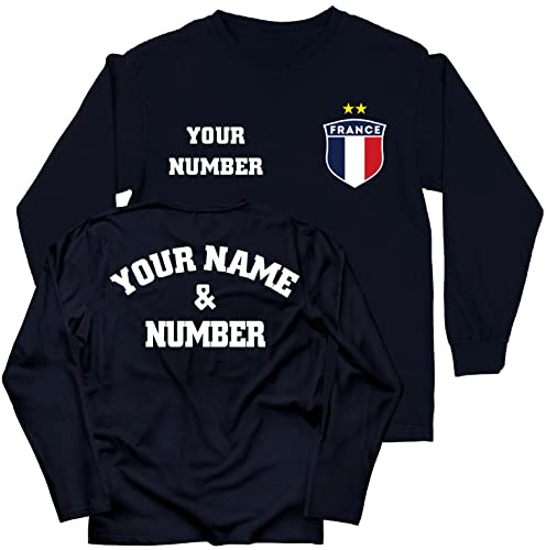 lepni.me Barn personlig fotbollströja Frankrike T-shirt| Ditt Namn och Nummer | Franska flaggan märke | Fotbolls-EM 2024, Fans (7-8 År Navi Blue Flerfärgad)