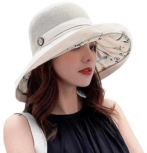 Cappelli da Sole in Rete per Donna Protezione UV Secchio a Tesa Larga Cappello Estivo da Spiaggia Protezione Solare Cappello da Pescatore con Cinturino sottogola