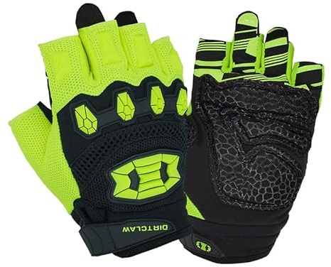 Seibertron Dirtclaw unisex BMX MX ATV MTB Road Racing mountainbike cykelhandskar cykelhandskar Dirt Bike Gel vadderad halkfri halvfinger motorcykel sport ungdom/barn fluo pengar L