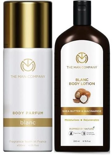 The Man Company Premium Fragrance Duo | Blanc Body Spray - 120ml & Blanc Body Lotion - 200ml | No Gas Deodorant for Men | 24-Hour Long Hydration | Gift For Him - Set of 2