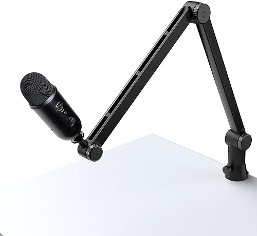 SUNMON Universal Heavy Duty Mic Boom Arm for Blue Yeti, QuadCast, SM7B & More, 360° Rotation, 15 Arm, Metal Clamp, Blue