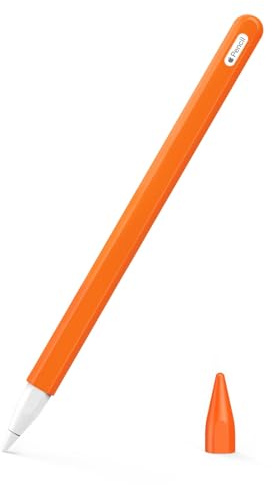 Moko - Carcasa para Apple Pencil Pro de 2ª generación, Funda Protectora para lápiz Capacitivo de Silicona, Tapa con Punta de Repuesto y Clip Integrado, Color Naranja
