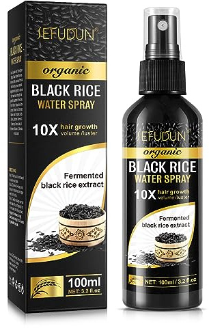 Organic Black Rice Water Spray for Hair Growth, A Solution with Castor Oil & Ginger Root Extract for Thicker, Fuller Hair, Targets Hair Loss and Repairs Damage 100ml/3.2 fl.oz (1 PC)