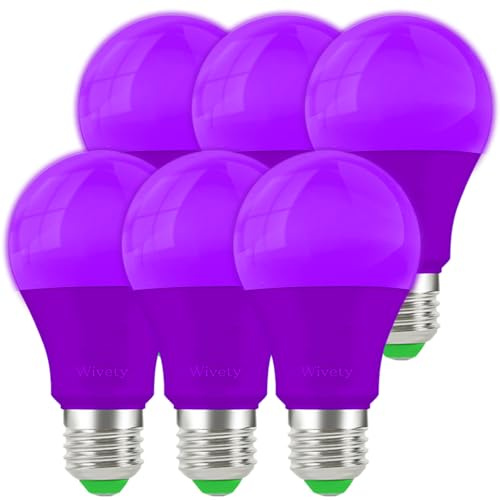 Wivety Bombillas LED Morado E27 9W, Bombilla de Colores Lámpara, para Patio, Iluminación Navideña, Halloween, Ambiente (Paquete de 6)