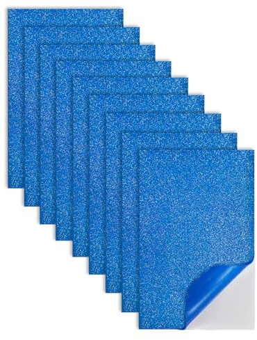 Jtnohx Glitterskumark med självhäftande, klibbiga Eva-skumark för hantverk, självhäftande Eva-bräda, 9 st 17,78 × 28,7 cm glitter fyrkantigt material för konstprojekt (blå färg)