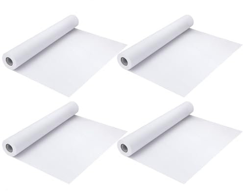 LOPYXBR 4 Stück Zeichenpapier Rolle 44cm x 15m Papierrolle Weiß Malpapier Rolle Skizzenrolle Malrolle für Staffeleipapier Wandkunst DIY Skizzieren Zeichnen Geschenkpapier