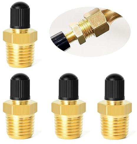 4 Stück,1/4 NPT Reifen Luftkompressor Tank Messing Füllventil,1/4 Npt Kupfer Ventil,Schrader Ventil Luftventil,1/4 Zoll Messing Reifen Luftkompressor,für Autoreifen Motorrad