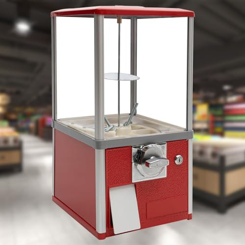 Machine à chewing-gum, grande machine à bonbons et à chewing-gum, machine à bonbons à pièces, machine à capsules automatique pour magasins de détail, pour jouets à capsules de 4,5 à 5,5 cm(Red,1 EUR/T