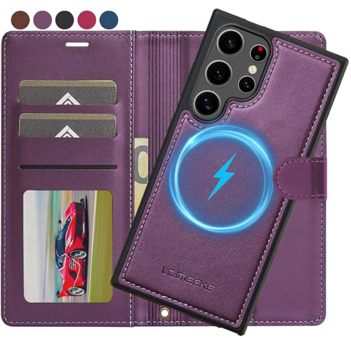 Ailicici für Samsung Galaxy S22 Ultra Hülle, [Abnehmbar] 2-IN-1 Abnehmbare magnetische Hülle, Kabelloses Laden, Kartenfach Leder Case, Handyhülle RFID Klapphülle, Schutzhülle für Samsung S22 Ultra 5G