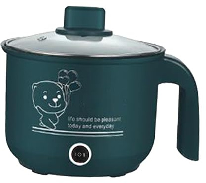 Mini Hot Pot Ramen Cooker Padella elettrica Portatile Multiuso Antiaderente per dormitorio dell'home Office, Verde