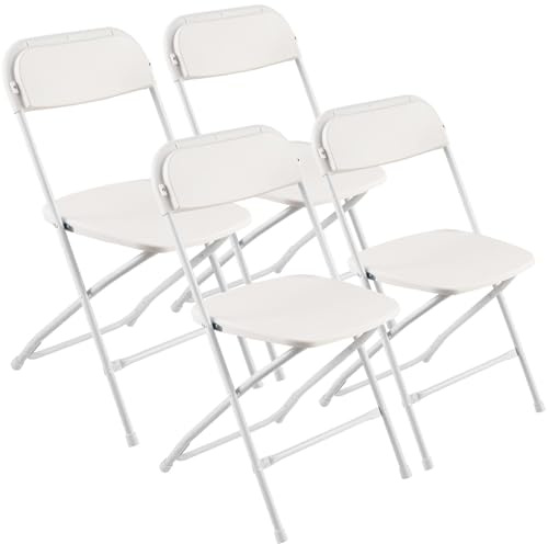 VEVOR 4 STK. Klappstühle, Faltbare Kunststoffstühle tragbarer Campingstuhl, stapelbare Sitzgelegenheiten für drinnen und draußen Faltstuhl für Haus Hof Garten Partys Veranstaltungen, weiß