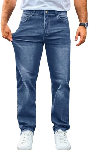 Runcati Jeans Uomo Regular Fit Stretch Denim, Blu, 2XL